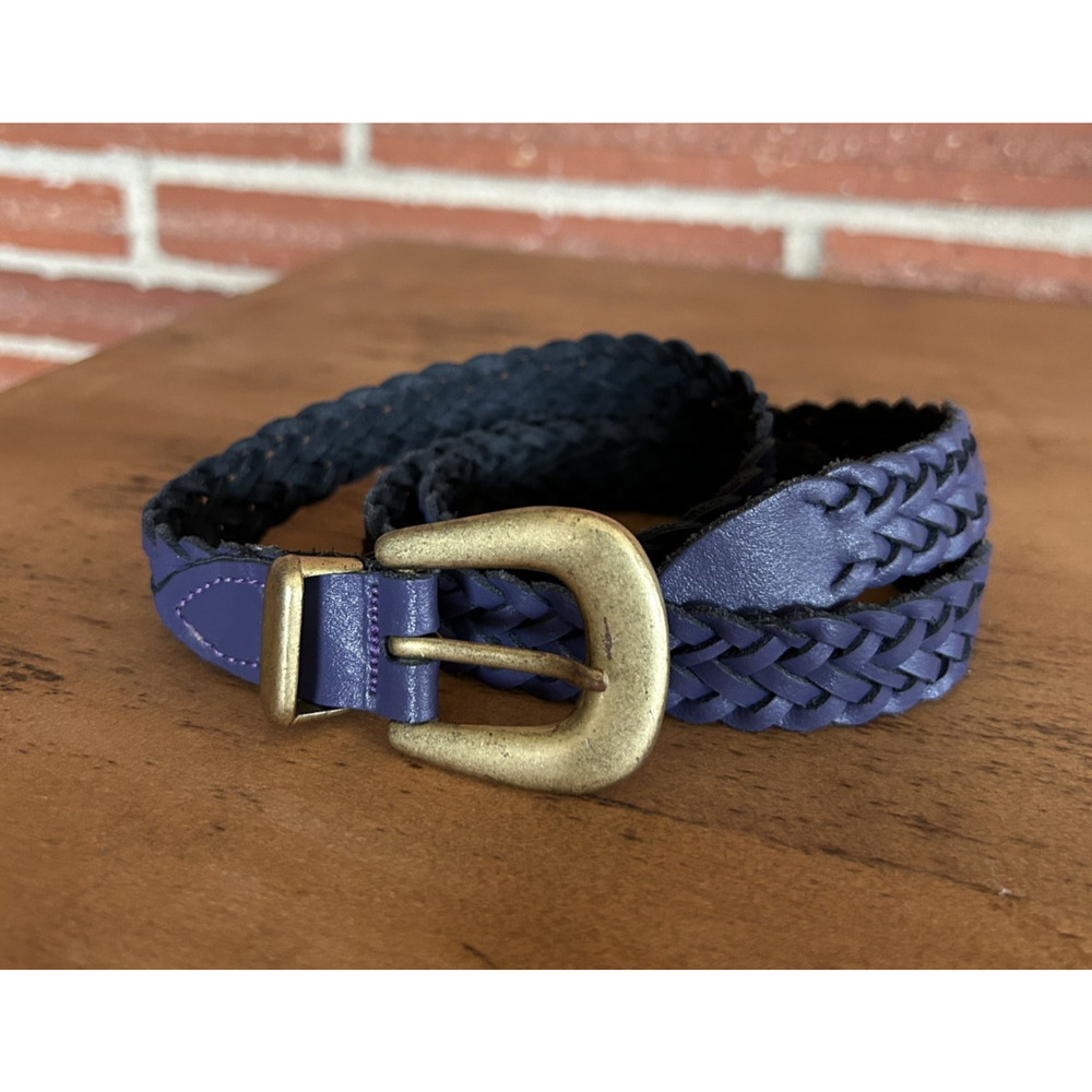 Purple Braided Leather Y2K Woven Belt Made in Argentina M/L